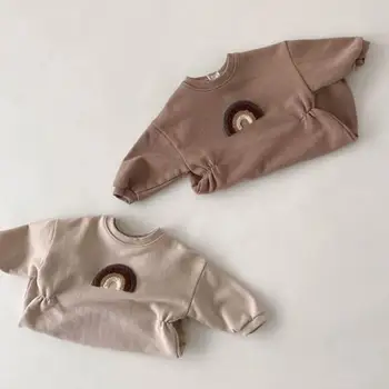 Ziemas Jaundzimušais Zēns Un Meitene Sabiezēt Silts Romper Apģērbu Plus Kašmira Uzliku Baby Toddler Garām Piedurknēm Varavīksnes Jumpsuit