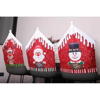 Ziemassvētku Sniega Krēsla Pārsegs Santa Claus, Sniegavīrs Festivāls Puse Mājas Dekoru Ēdamistabas Krēsla Atzveltni Ietver Ziemassvētki Apdare
