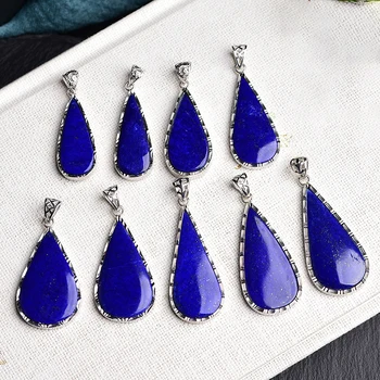 Zila rūdas Lapis Lazuli dabīgiem akmeņiem Kuloni Ūdens Piliens, Kulons, Kaklarota, Bagātību Akmens Laimīgo Sieviešu Vīriešu Sieviešu Modes Rotaslietas