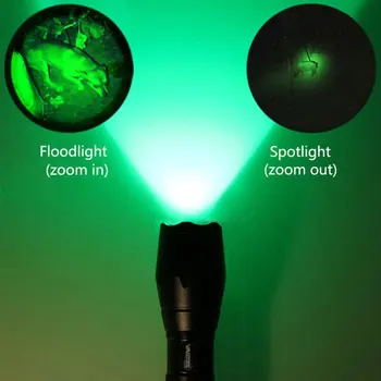 Zoomable 5000Lm Lukturīti ZAĻŠ SARKANS Balts Q5 T6 LED Regulējams Fokuss Ūdensizturīgs Taktiskās Medību Lāpu 1Mode Ieroci Ieroci Laternas