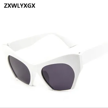 ZXWLYXGX 2018 Modes pusi-box CatEye Saulesbrilles Sieviešu Zīmolu, Dizaineru, Vintage Luksusa Snap Saules Brilles Oculos De Sol Gafas