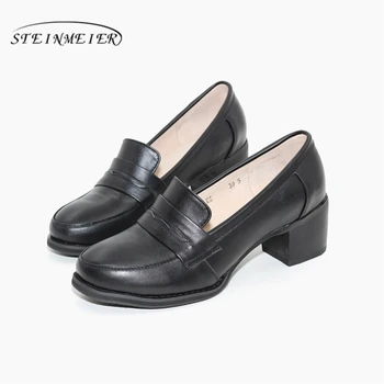 Īstas govs ādas brogue ikdienas dizainera vintage dāma Sūkņi kurpes roku darbs oksfordas kurpes sieviešu melns brūns pelēks 2020. gada vasaras