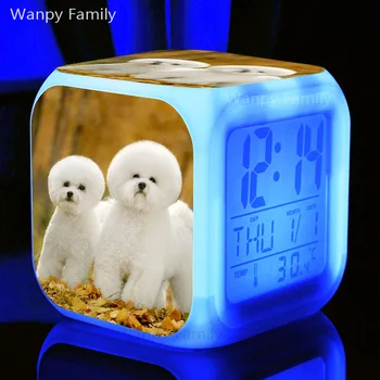 Ļoti Cute Pet Suns, Modinātājs, Lai Bērnu istabas Rakstāmgalda Daudzfunkciju Mirdzošu LED Krāsa Mainās Digitālais Modinātājs